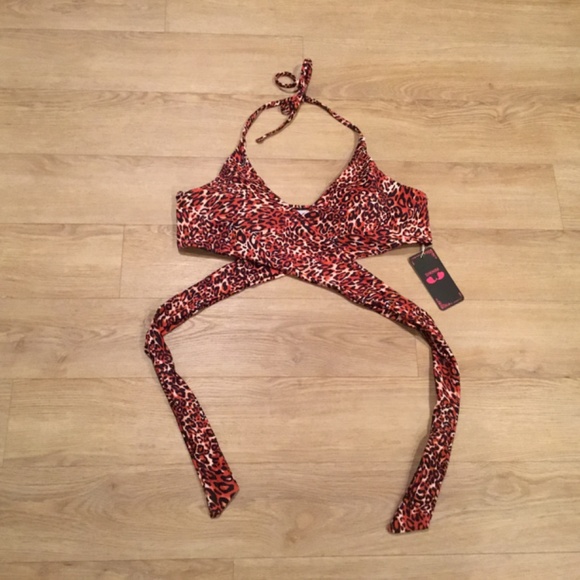 Women’s Leopard Wrap Tie Bikini Top - Picture 2 of 4